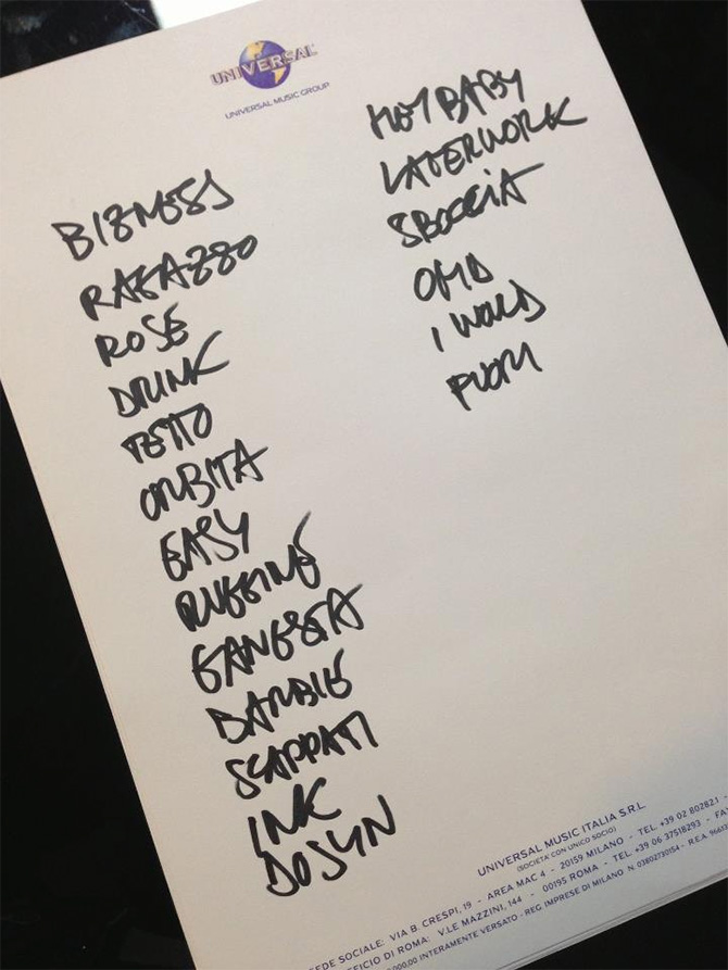 Tracklist Bravo Ragazzo Guè Pequeno