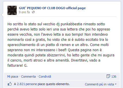 Guè Pequeno Post contro Dj Gruff